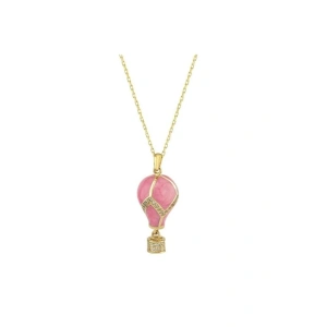 Kapadokya Balon Altın Taşlı Kolye - 14k - 4.29gr