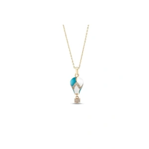 Kapadokya Balon Altın Taşlı Kolye - 14k - 4.02gr