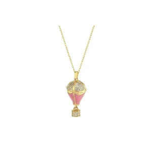 Kapadokya Balon Altın Taşlı Kolye - 14k - 4.77gr
