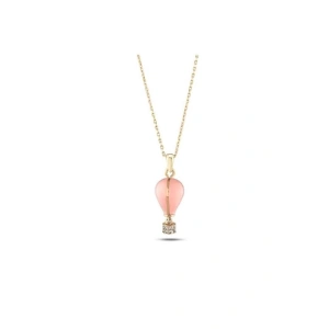 Kapadokya Balon Altın Taşlı Kolye - 14k - 3.89gr