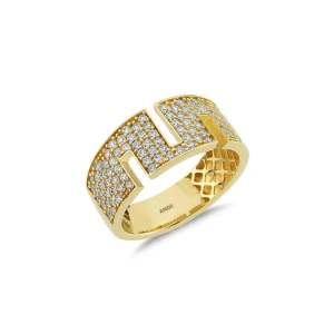 Tasarım Taşlı Altın Yüzük - 14k - 4.00gr