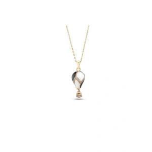 Kapadokya Balon Altın Taşlı Kolye - 14k - 4.20gr