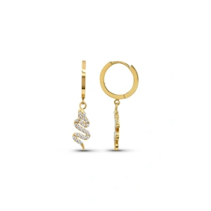 Yılan Figürlü Taşlı Altın Küpe - 14k - 2.74gr