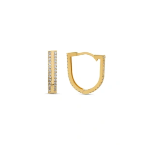 Taşlı Altın Halka Küpe - 14k - 3.12gr