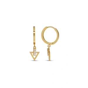 Taşlı Altın Halka Küpe - 14k - 2.24gr