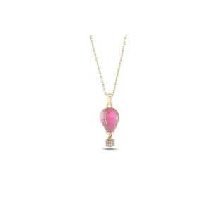 Kapadokya Balon Altın Taşlı Kolye - 14k - 4.34gr