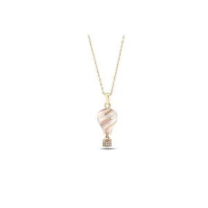 Kapadokya Balon Altın Taşlı Kolye - 14k - 4.10gr