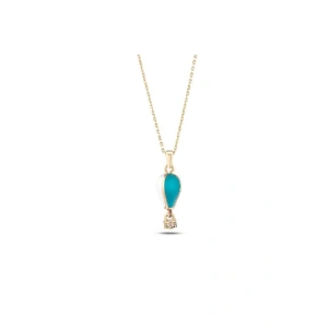 Kapadokya Balon Altın Taşlı Kolye - 14k - 3.92gr