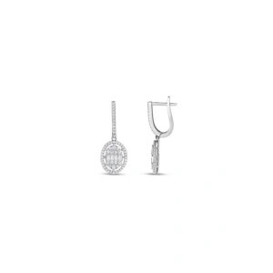 Baget Taşlı Altın Küpe - 14k - 3.87gr