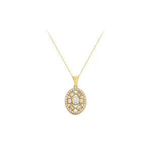 Baget Taşlı Altın Kolye - 14k - 2.17gr
