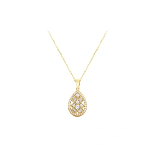 Baget Taşlı Altın Kolye - 14k - 2.23gr