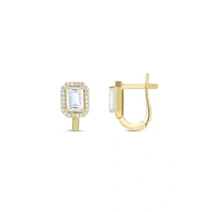 Baget Taşlı Altın Küpe - 14k - 3.90gr