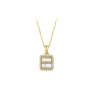 Baget Taşlı Altın Kolye - 14k - 2.55gr