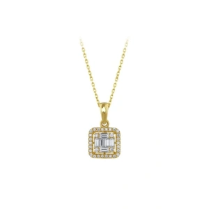 Baget Taşlı Altın Kolye - 14k - 2.26gr