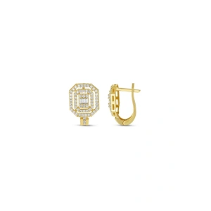 Baget Taşlı Altın Küpe - 14k - 3.49gr