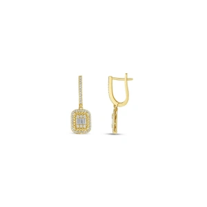 Baget Taşlı Altın Küpe - 14k - 3.43gr