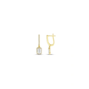 Baget Taşlı Altın Küpe - 14k - 2.98gr