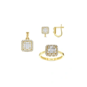 Baget Taşlı Altın Set - 14K