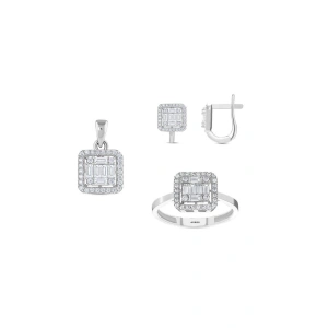 Baget Taşlı Altın Set - 14K