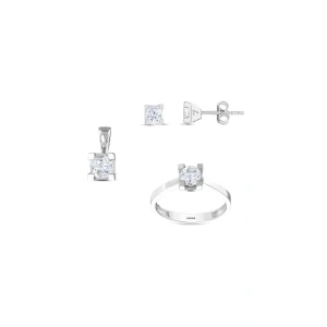 Altın Üçlü Tektaş Set - 14K