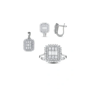 Baget Taşlı Altın Set - 14K