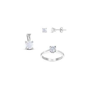 Altın Üçlü Tektaş Set - 14K