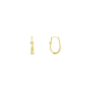 Taşlı Tasarım Altın Küpe - 14k - 2.76gr