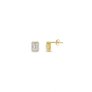 Baget Taşlı Altın Küpe - 14k - 2.15gr