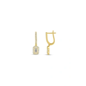 Baget Taşlı Altın Küpe - 14k - 2.75gr
