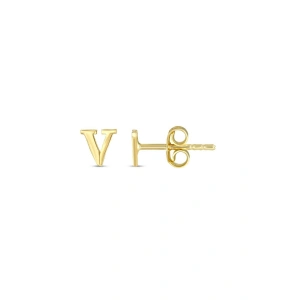 Altın V Harfi Küpe - 14K