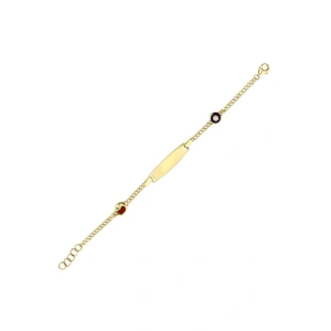 Elma Figürlü Altın Çocuk Künye - 14k - 2.97gr