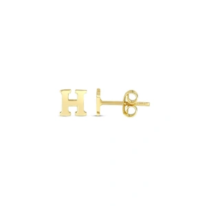 H Harfli Tek Altın Küpe - 14K