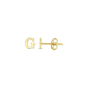 G Harfli Tek Altın Küpe - 14K
