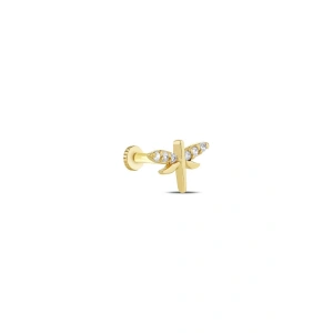 Taşlı Altın Tragus Piercing - 14K
