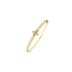 Taşlı Altın Kelepçe Bilezik - 14k - 6.45gr
