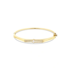 Taşlı Altın Kelepçe Bilezik - 14k - 5.42gr