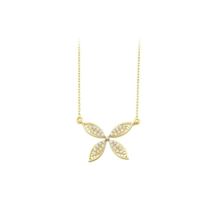 Taşlı Tasarım Altın Kolye - 14k - 2.06gr