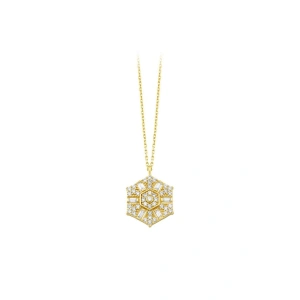 Taşlı Tasarım Altın Kolye - 14k - 2.17gr