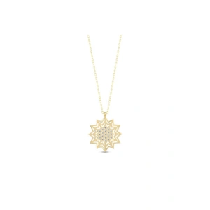 Taşlı Tasarım Altın Kolye - 14k - 2.14gr