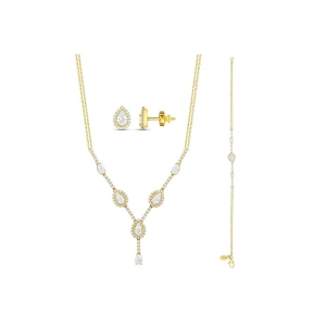 Taşlı Altın Nişan Düğün Set - 14k - 9.62gr