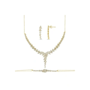 Taşlı Altın Nişan Düğün Set - 14k - 12.50gr