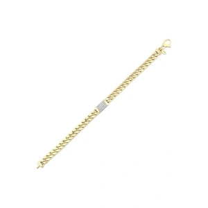 Taşlı Tasarım Altın Zincir Bileklik - 14k - 8.98gr