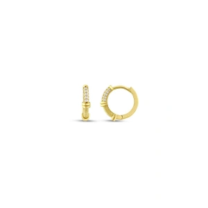 Taşlı Altın Halka Küpe - 14k - 3.25gr