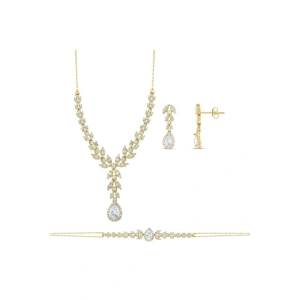 Taşlı Altın Nişan Düğün Set - 14k - 13.19gr