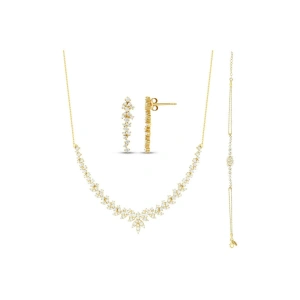 Taşlı Altın Nişan Düğün Set - 14k - 11.97gr