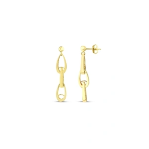 Altın Sallantılı Tasarım Küpe - 14K
