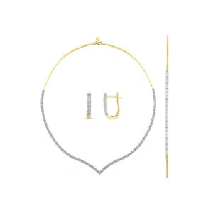 İki Sıra Taşlı Su Yolu Set - 14k - 1.60gr