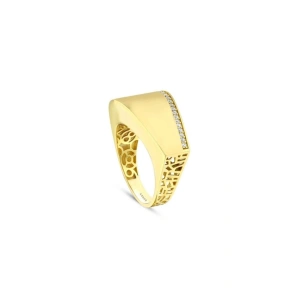 Taşlı Tasarım Altın Yüzük - 14k - 3.97gr
