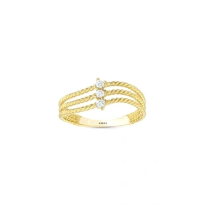 Taşlı Tasarım Altın Yüzük - 14k - 2.14gr