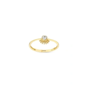 Taşlı Tasarım Altın Yüzük - 14k - 1.02gr